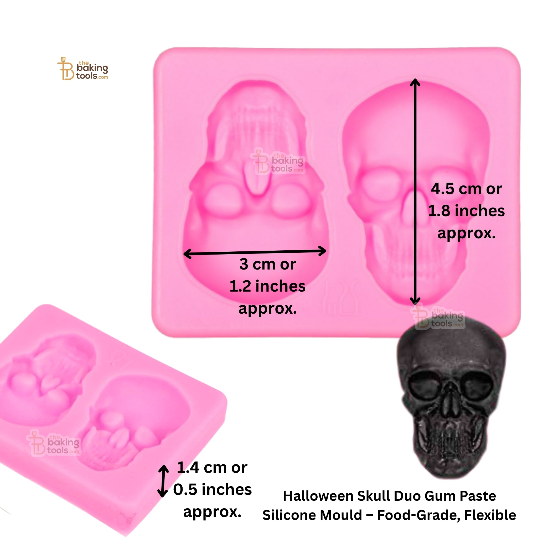 Halloween Skull Gumpaste Silicone Mould – Food-Grade, Flexible
